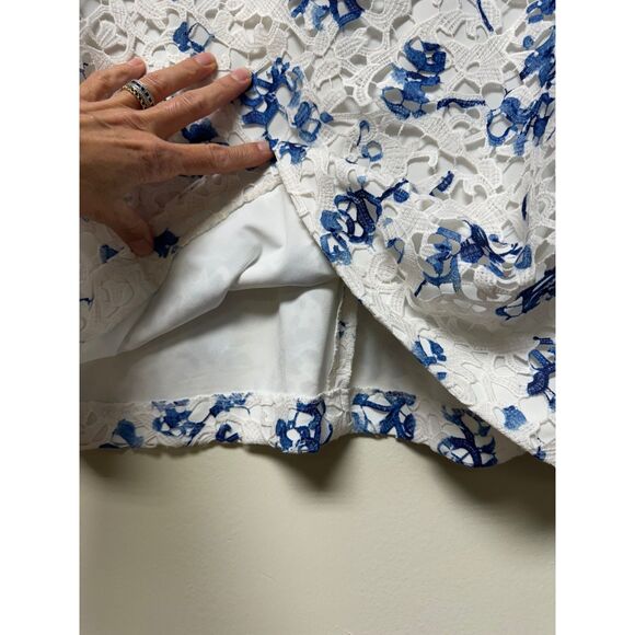 LAUREN RALPH LAUREN White/Blue Mulberry Floral Lace Sheath Midi Dress, Sz 10 - Picture 5 of 13